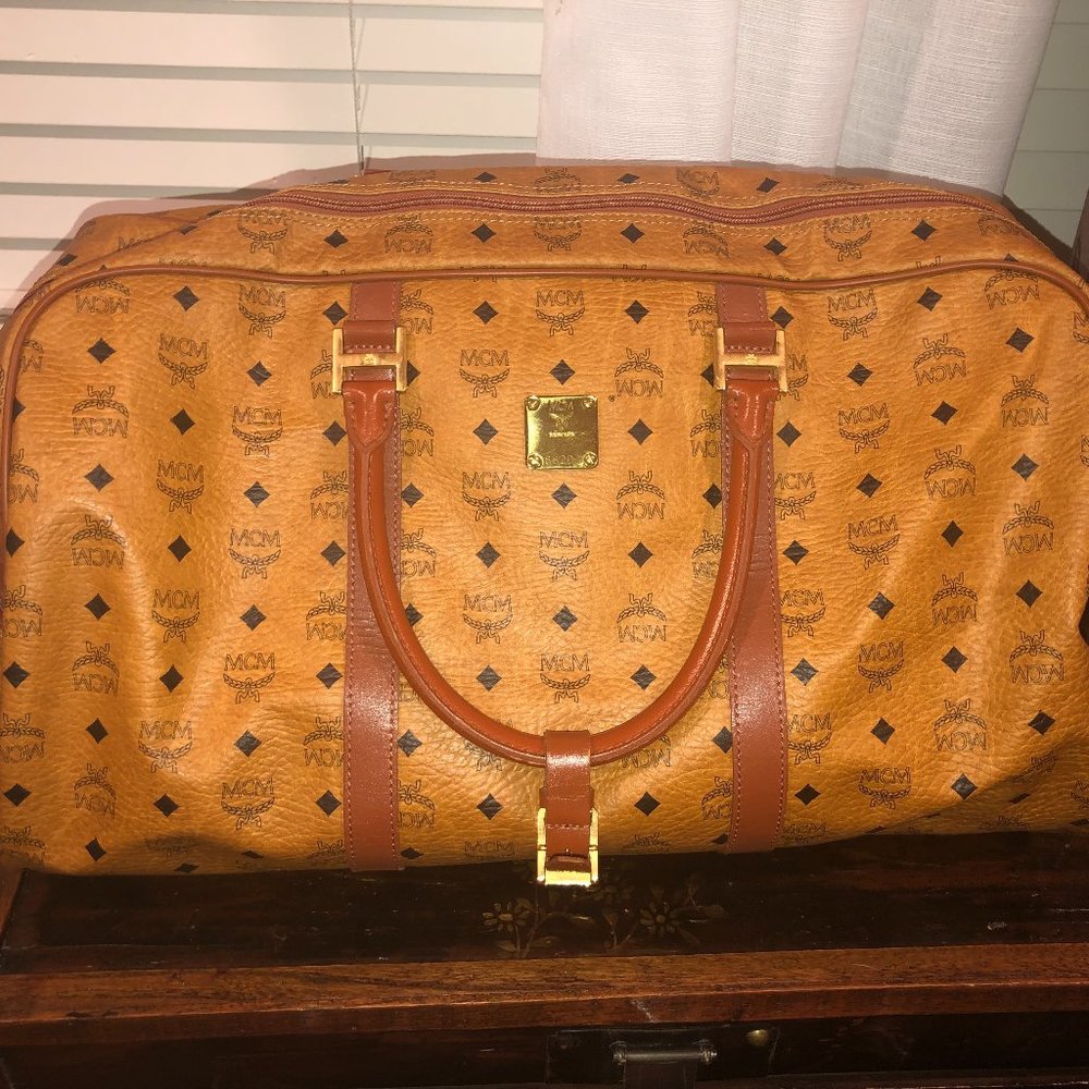 MCM Duffle Bag Large Logo - Cognac (Pre-Loved)